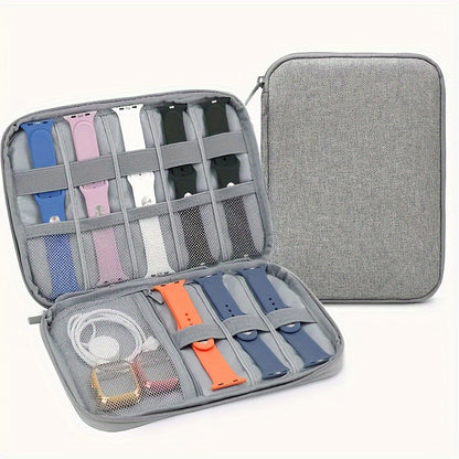 Compact Travel Cable Organizer - Multi-Pocket Electronics Organizer for Chargers, Cables and Accessories, Durable Fabric, Black - Perfect for On-the-Go Cable Management