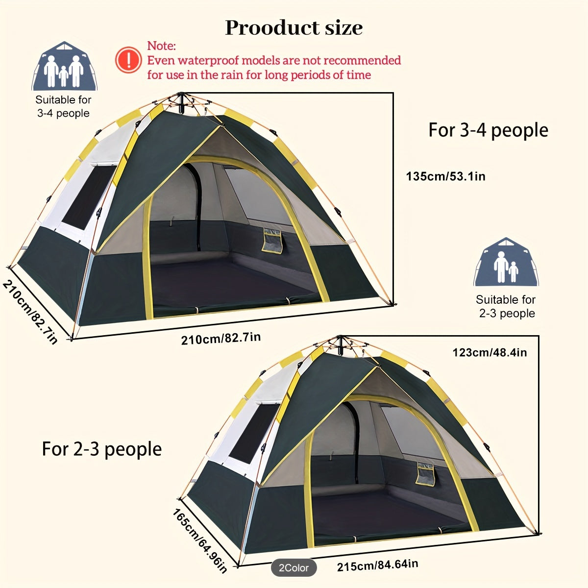 Versatile Waterproof & Windproof Tent with Dual Doors - Ideal for Family Camping, Hunting, Hiking, and Travel