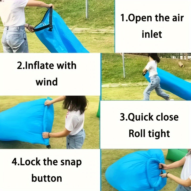 Portable Self-Inflating Air Lounger - Waterproof, Leak-Proof & Easy Setup - Ideal for Backyard, Beach, Camping, Picnics, Music Festivals & Hiking