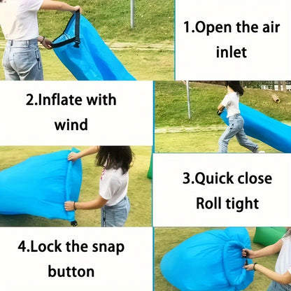 Portable Self-Inflating Air Lounger - Waterproof, Leak-Proof & Easy Setup - Ideal for Backyard, Beach, Camping, Picnics, Music Festivals & Hiking