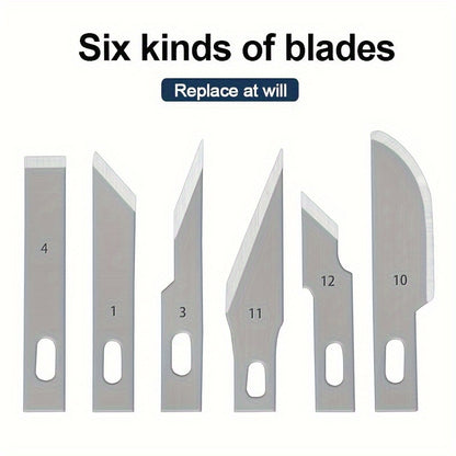 7-Piece Precision Engraving Knife Set, Metal Craft Knife with Replaceable Blades, Hand Engraving Hobby Tools for DIY Projects, Mobile Film Art, Multi-Function, No Electricity Required