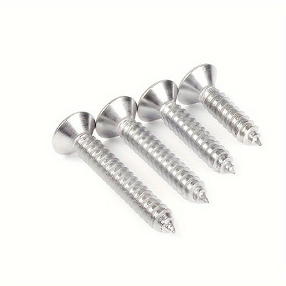 100pcs KA flat head Phillips self tapping screws, nickel plated, durable, suitable for wood, metal, plastic, full thread, right hand thread, iron 0.138*0.512 inch (3.5*13 mm)/100pcs