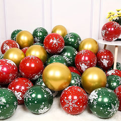 30pcs 25.4 cm Christmas Latex Balloons   Golden Green Red Confetti with Snowflake & Holly Patterns  Shiny Metallic Finish  Helium Ready for Indoor/Outdoor Xmas New Year Party Decorations (No Helium Included)   Durable & Easy Setup
