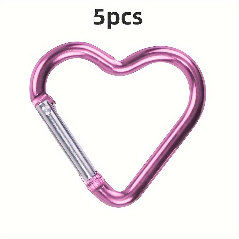1pc/5pcs Heart Shaped Spring Hook Keychain  Aluminum Alloy  Pink  for Outdoor  Backpack  Daily Wear