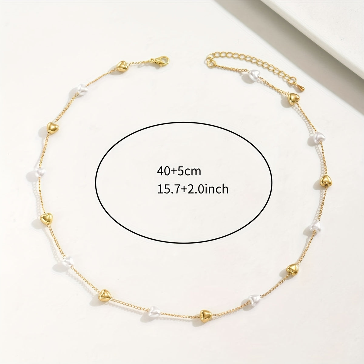 1pc Elegant French Style Heart Shaped Imitation Pearl Necklace for Women   Golden Tone KC Golden Plated Chain  Versatile for Banquets & Daily Wear  Perfect Mother’s Day Gift  Summer Jewelry  Gift for Her | Sophisticated Style | Goldtone Finish  Imitation