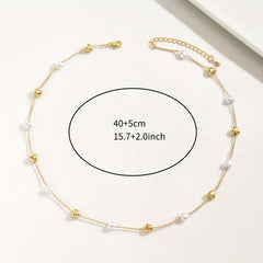 1pc Elegant French Style Heart Shaped Imitation Pearl Necklace for Women   Golden Tone KC Golden Plated Chain  Versatile for Banquets & Daily Wear  Perfect Mother’s Day Gift  Summer Jewelry  Gift for Her | Sophisticated Style | Goldtone Finish  Imitation