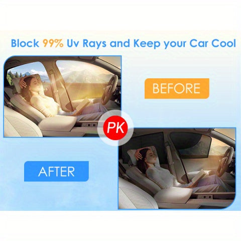 2pcs Black Car Window Shades   UV Blocking  Heat Insulating  Magnetic Privacy Curtains for Side Windows  Ideal for Camping & Outdoor Adventures  Camping Essentials | Star Pattern Design | Nonwoven Fabric