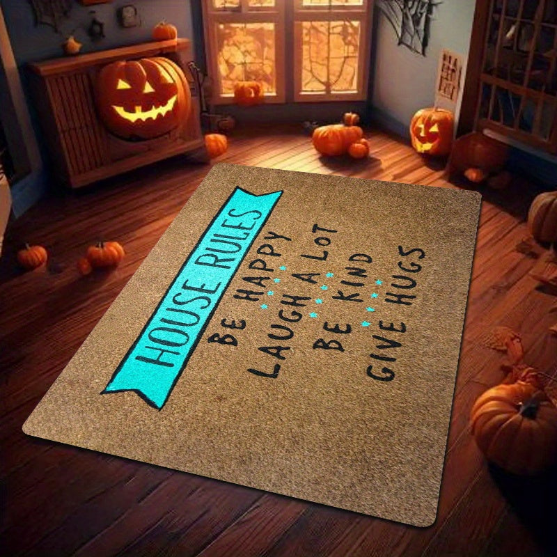 1Pc House Rules Welcome Mat Be Happy/Laugh Lot/Be Kind/Give