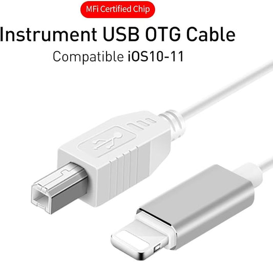 MeloAudio USB 2.0 Cable Type B to Midi Cable OTG Cable Compatible with iOS Devices to Midi Controller, Electronic Music Instrument, Midi Keyboard, Recording Audio Interface, USB Microphone，5FT