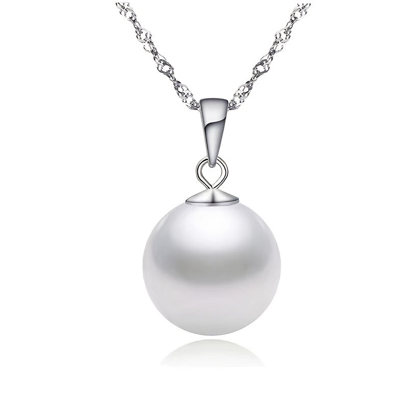 Elegant Single Round White Faux Imitation Pearl Necklace with Delicate Chain   Minimalist Everyday Jewelry for Women  Versatile for Casual & Formal Wear