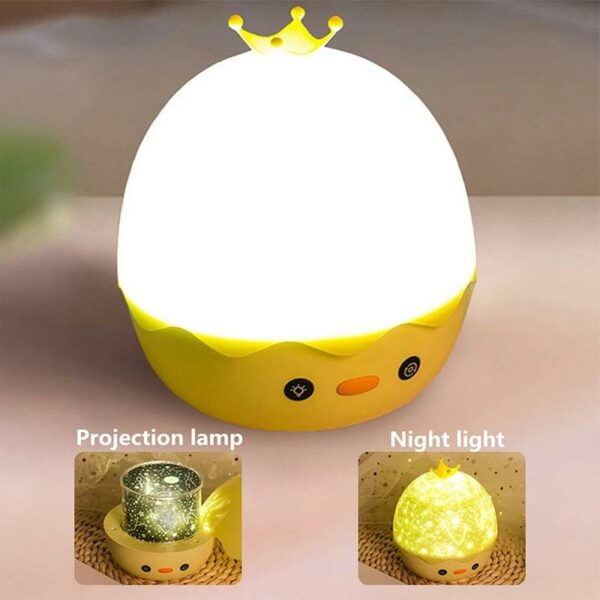 Duck LED Projector Night Light Projector Lamp 360 Degree Rotation Projection Music Box 2 in 1