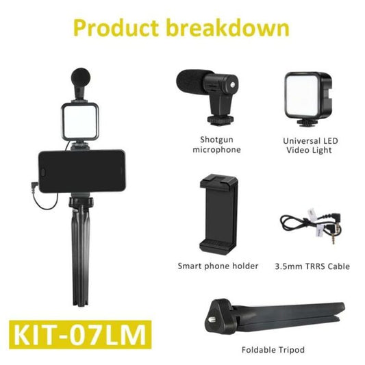 KIT-07LM Stand Fill Light With Microphone Desktop Tripod For Smart Mobile Phone Stand Live Video