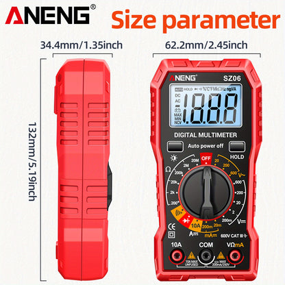 ANENG SZ06 2000 Counts Intelligent Digital Multimeter AC/DC Voltmeter DC Current Ohm Tester Power Tools Measuring Equipment