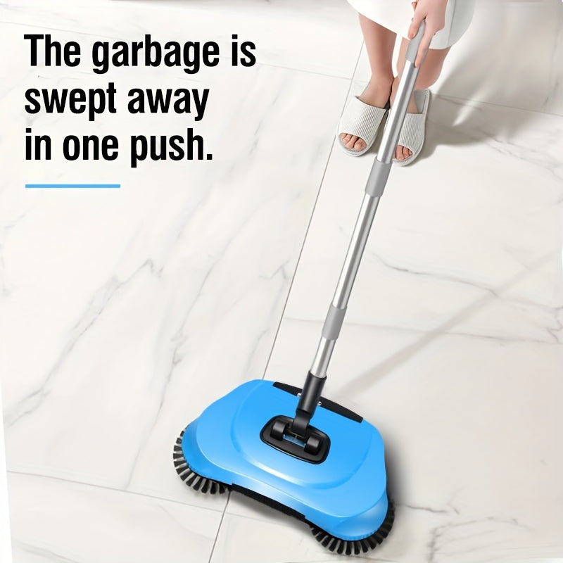 3-in-1 Manual Push Broom - Multi-function Cleaning Tool with Sweeping and Mopping Functions - Spiral System for Deep Cleaning - Crumb, Pet Hair and Dust Remover for Home, Office, Kitchen - Essential for Hardwood, Tile, Floor Cleaning