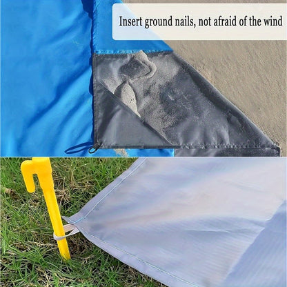 Extra Durable Waterproof Beach Mat - Sand and Moisture Resistant, Easy Clean Polyester Blend, 55" x 80" / Includes Stakes and Carabiners, Great for Camping, Picnics and Outdoor Adventures Blue / 140.0*200.0cm