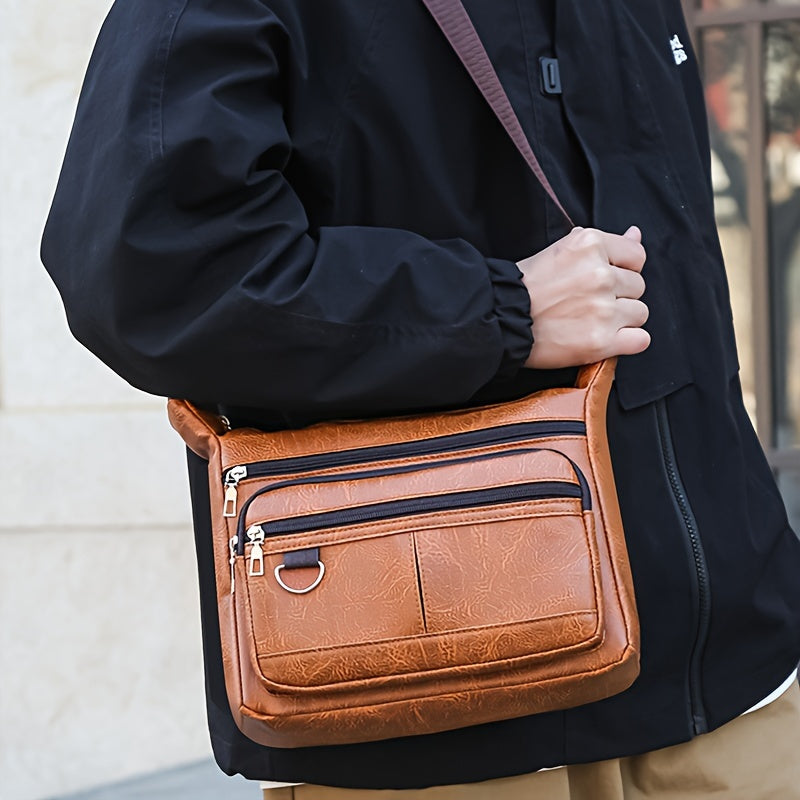 Fashion Men's Chest Bag - Casual Faux Leather Crossbody Bag with Adjustable Shoulder Strap, Large Capacity, Suitable for Daily Commuting and Outdoor Activities
