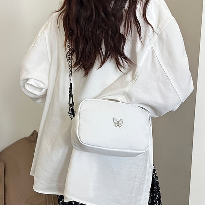 Women's Solid Nylon Shoulder Bag, Lightweight Crossbody Bag with Adjustable Strap and Tassels, Casual Everyday Crossbody Bag with Polyester Lining, Zipper Solid Pattern Fashion Accessories