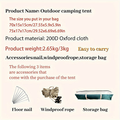 Versatile Waterproof & Windproof Tent with Dual Doors - Ideal for Family Camping, Hunting, Hiking, and Travel
