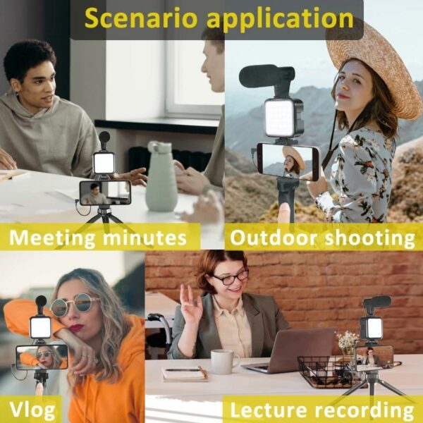 KIT-07LM Stand Fill Light With Microphone Desktop Tripod For Smart Mobile Phone Stand Live Video