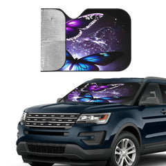 1pc Fit Car Sunshade Windshield Cover with Purple Blue Butterflies Design   Heat Insulating UV Protection  Windshield Cover for Parking