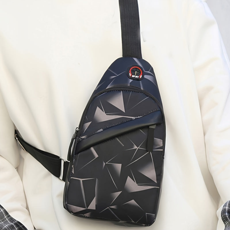 1 piece Men's fashion camouflage messenger bag Nylon cloth casual bag Commuter zipper chest bag [zipper direction random]