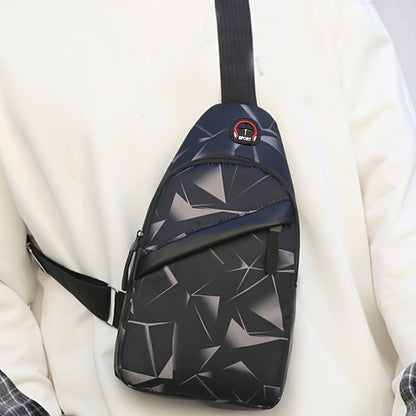 1 piece Men's fashion camouflage messenger bag Nylon cloth casual bag Commuter zipper chest bag [zipper direction random]