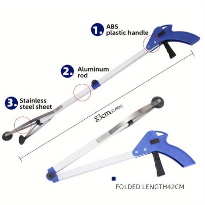1pc, Long-Reach Folding Trash Grabber - Lightweight Alloy Camping & Hiking Tool for Easy Waste Pickup - Compact, Portable, and Space-Saving Design