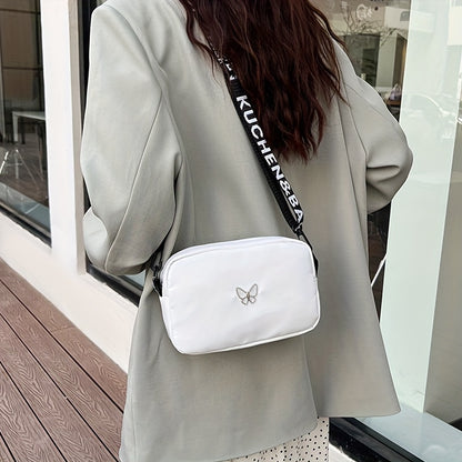 Women's Solid Nylon Shoulder Bag, Lightweight Crossbody Bag with Adjustable Strap and Tassels, Casual Everyday Crossbody Bag with Polyester Lining, Zipper Solid Pattern Fashion Accessories