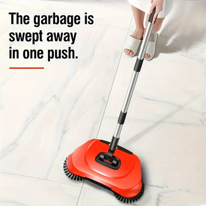 3-in-1 Manual Push Broom - Multi-function Cleaning Tool with Sweeping and Mopping Functions - Spiral System for Deep Cleaning - Crumb, Pet Hair and Dust Remover for Home, Office, Kitchen - Essential for Hardwood, Tile, Floor Cleaning