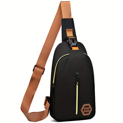 Boys Fashion Casual Crossbody Bag - Lightweight, Large Capacity Crossbody Chest Bag for Daily Commuting and Cycling, Adjustable Shoulder Strap, Black Nylon