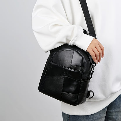 Stylish black faux leather backpack - Versatile and lightweight with adjustable shoulder straps for a casual style for women
