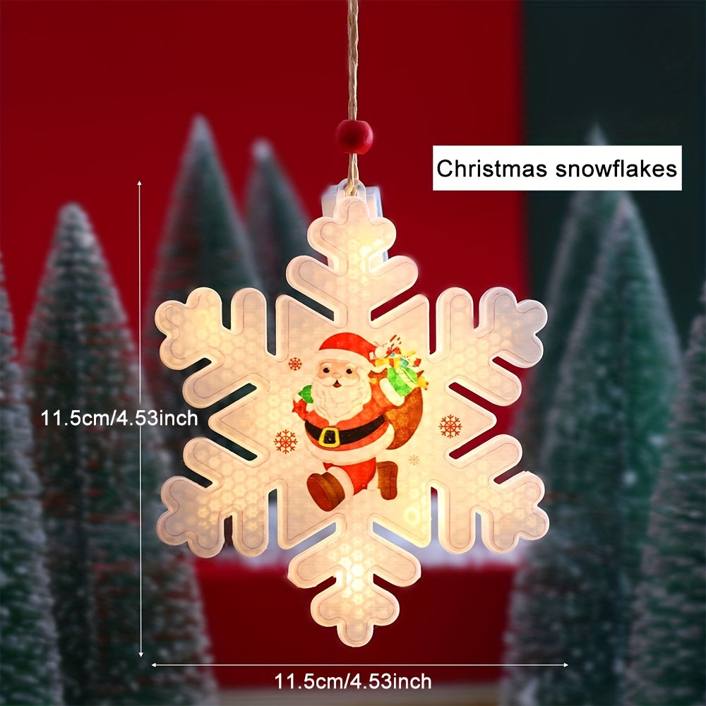 1pc Christmas LED hanging Lights  Reindeer  snowflakes  Christmas tree  snowman  socks  stars Design  Cute Style  Battery Powered  Indoor Holiday Decor  for Home  Wall  Window  Curtain  Party  Bedroom  Xmas Tree Decoration  Indoor Hanging Lights