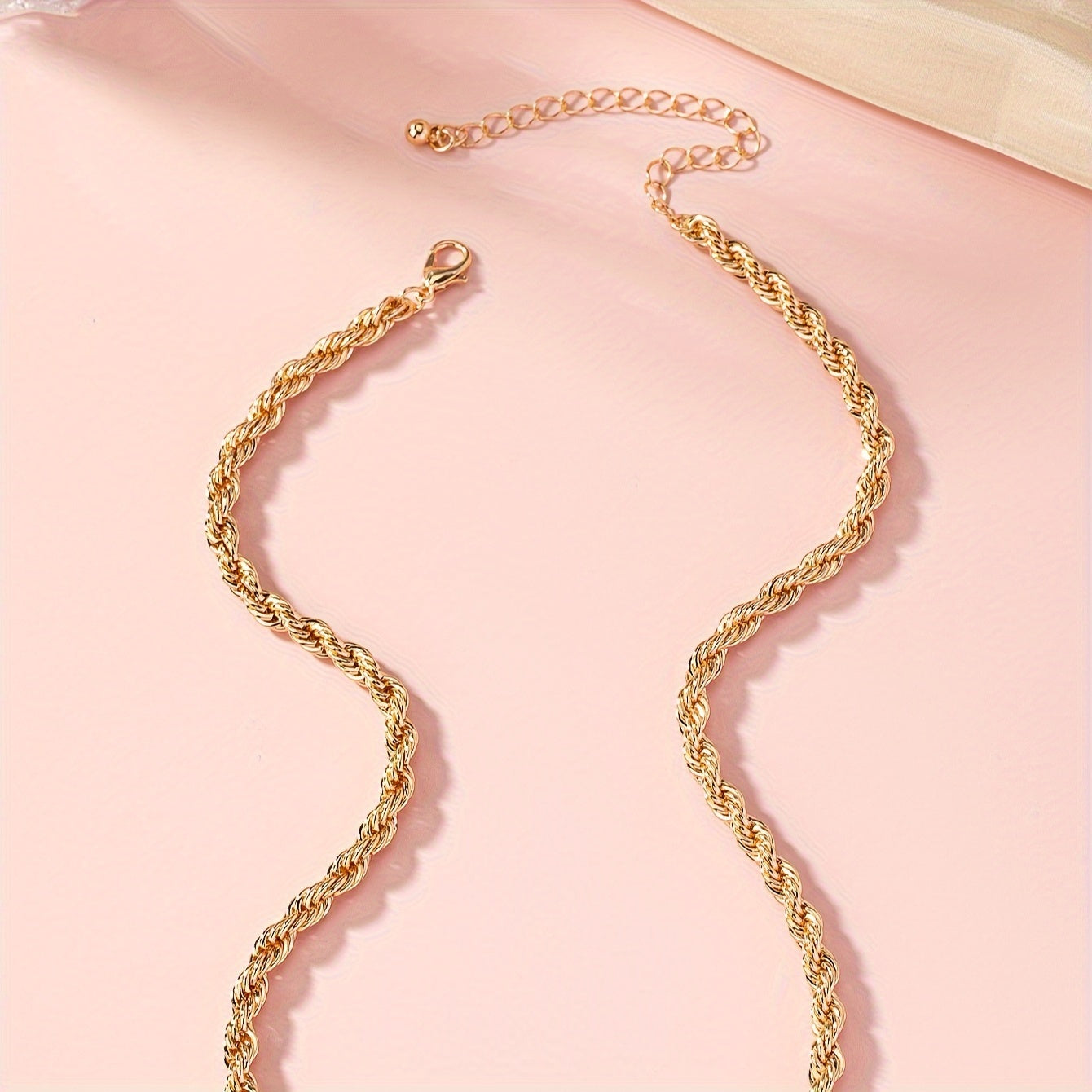 Golden Twist Necklace Adjustable Thick Clavicle Chain Luxury Style Make Your Call Match Daily Outfits Party Accessory
