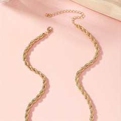 Golden Twist Necklace Adjustable Thick Clavicle Chain Luxury Style Make Your Call Match Daily Outfits Party Accessory