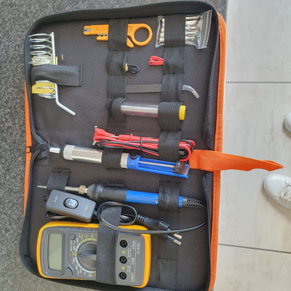 Soldering Iron Kit Welding Tools - 60W 240V LCD Screen 180℃-500℃ Temperature Adjustable Solder Wire 5 Tips Digital Multimeter Desoldering Pump Stand Wire Cutter Screwdriver