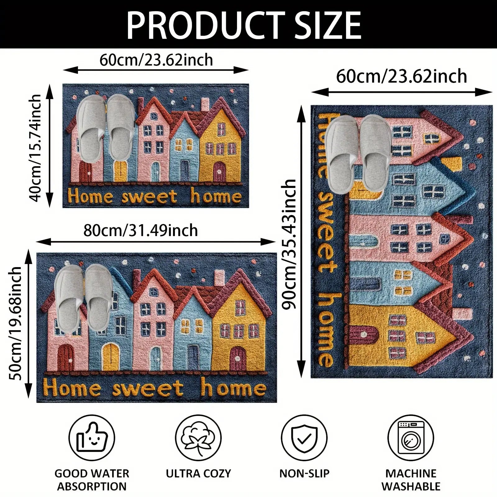 Large Housewarming Welcome Mat Non Slip Soft Polyester