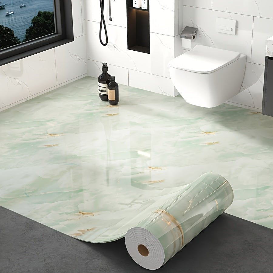2 Rolls  15.7x118 Inch Thickened Version  3mm Thickness  Easy to Peel and Apply Vinyl Flooring Durable and Removable Waterproof Marble Tile Stickers. Self Adhesive Modern  Marble Pattern Floor Tile Decals  Suitable For Kitchen  Living Room  Office
