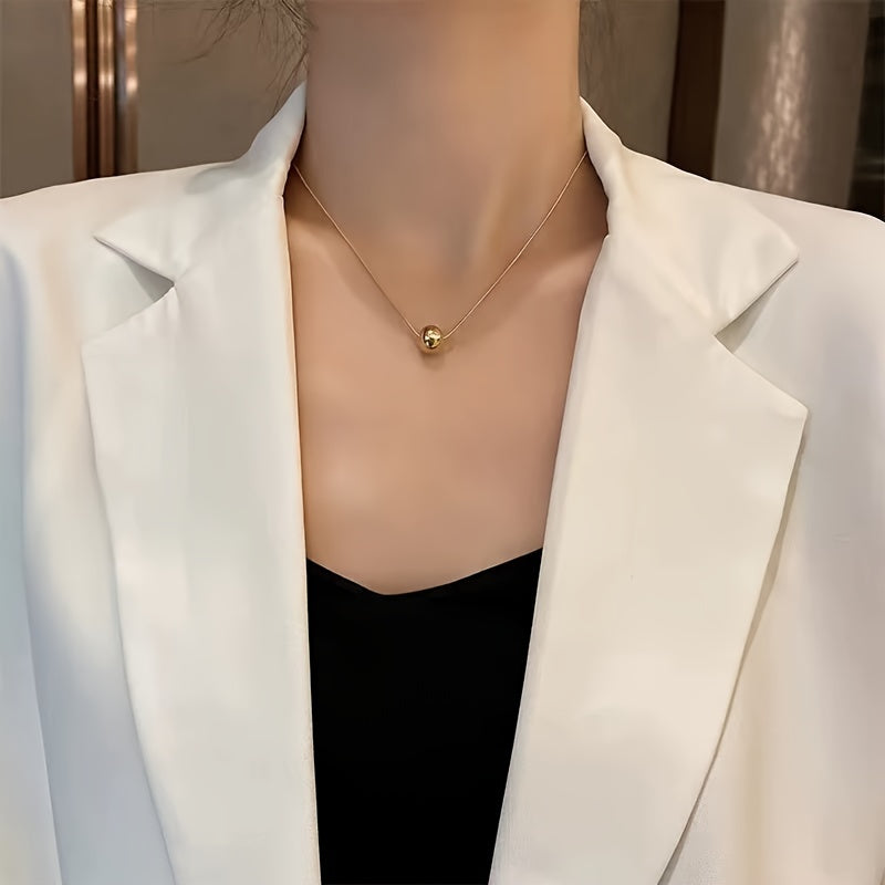 A Fashionable and Minimalist Small Round Bead Pendant  18K Golden Plated  Stainless Steel Women's Choker Necklace  Elegant Choker  Fashion Accessory  Minimalist Pendant  Sleek Design  Highquality Pendant  Lightweight Necklace  Gift For Her