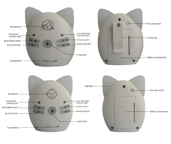 V30 Wireless Baby Voice Intercom Sound Reminder And Siren Two-way Music Night Light Multi-function