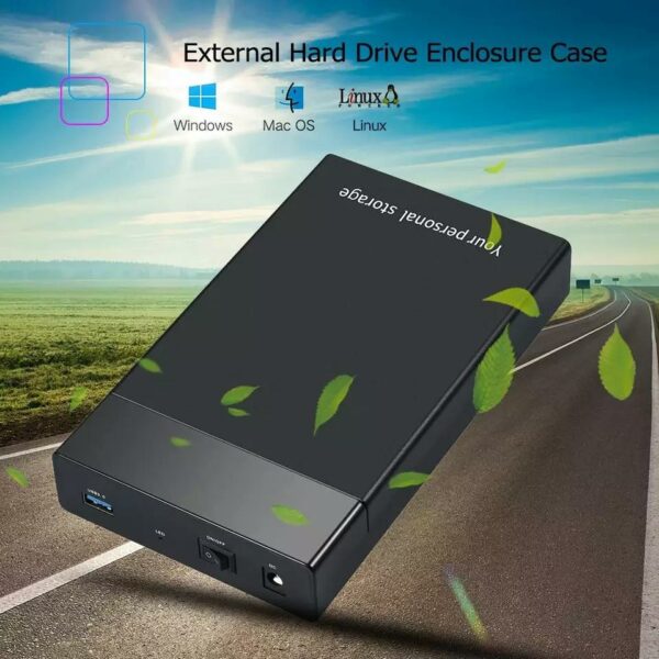 USB 3.0 to 3.5 inch SATA III 5Gbps External Hard Drive High Speed Enclosure Case DC Power Adapter