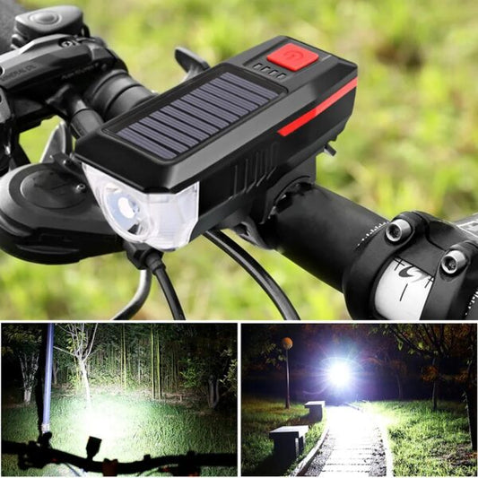 Aerbes AB-ZX17 Solar Powered LED 1200mah Battery Bicycle Front Light With Horn