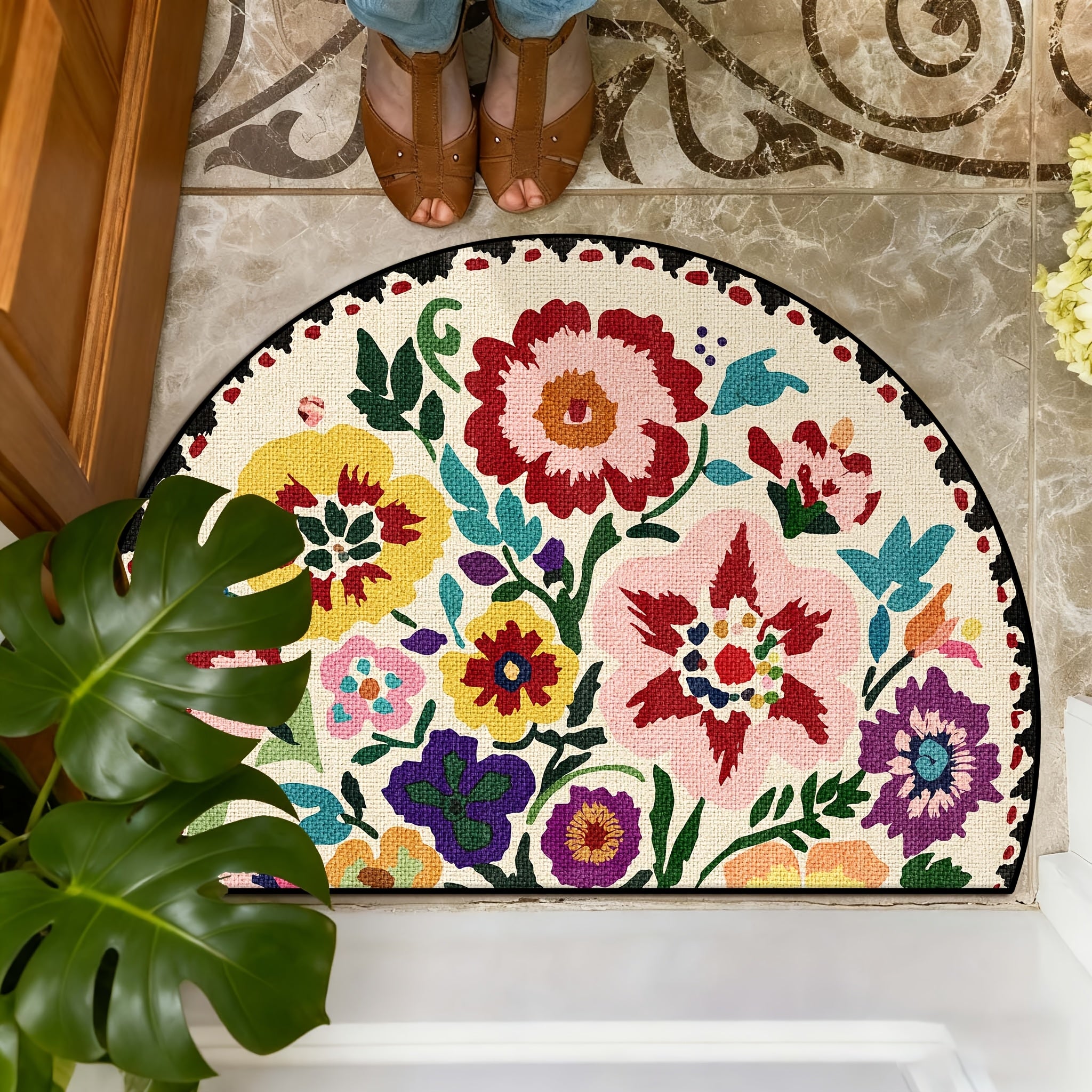 1Pc Extra Large Semi Circular Floor Mat Non Slip