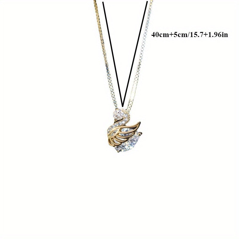 1pc Elegant Stainless Steel Swan Necklace for Women   Minimalist Design with Sparkling Accents  Versatile Clavicle Chain for Casual Attire or Special Occasions  Perfect Gift for Holidays and Daily Use  Versatile Jewelry|Elegant Necklace|Durable Jewelry  S