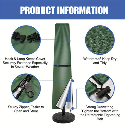 Waterproof Patio Umbrella Cover - Durable Polyester, Fits Cantilever Offset Umbrellas 90-150 Inches, Multiple Size and Color Options