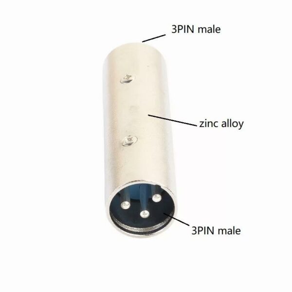 Silver Tone Metal 3Pin Male to Male XLR Audio Connector Adapter Plug