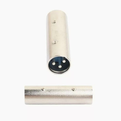 Silver Tone Metal 3Pin Male to Male XLR Audio Connector Adapter Plug