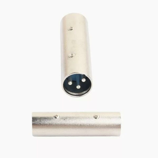 Silver Tone Metal 3Pin Male to Male XLR Audio Connector Adapter Plug