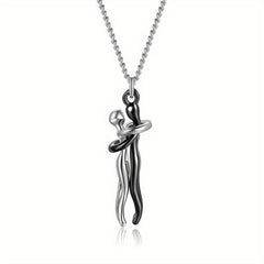 Unique Couple Embracing Pendant Necklace With Artistic Human Body Design  A Golden Pendant Necklace Jewelry Accessory Suitable For Both Men And Women  A Fun Accessory For Ladies And Girls As A Gift.