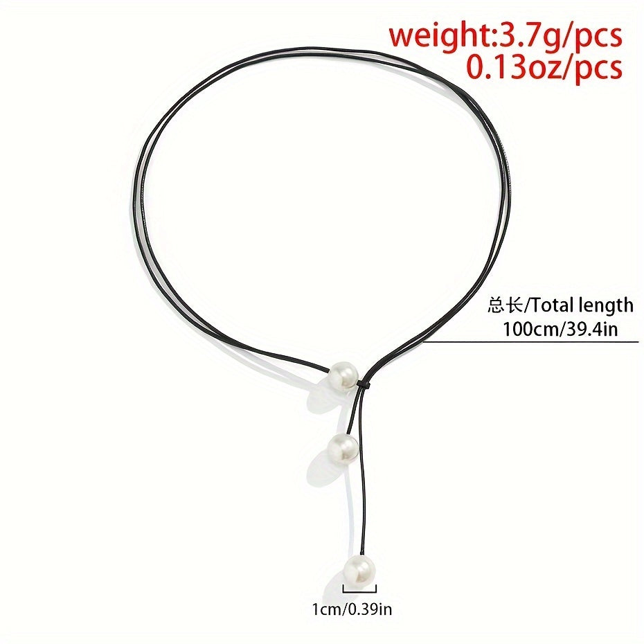 1 Handmade Minimalist Imitation Pearl Necklace for Women   3 Imitation Pearl Layered Design with Black  like Strand  Versatile Everyday Jewelry for Casual & Formal Outfits  Formal Accessory  Elegant Accessory