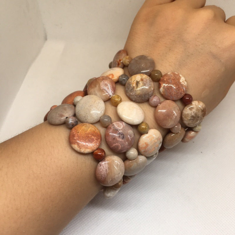 Natural Coral Stone Beads & Choker Necklace   Genuine Coral Gemstone for  Beach Vacation  Year Round Wear  /  Natural Bead Chain (No Coating)   Casual to Dressy Style